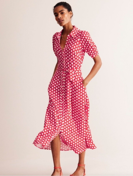 Boden Dresses & Skirts - Boden Libby Red White Geometric Print Jersey Midi Shirt Dress Size 0